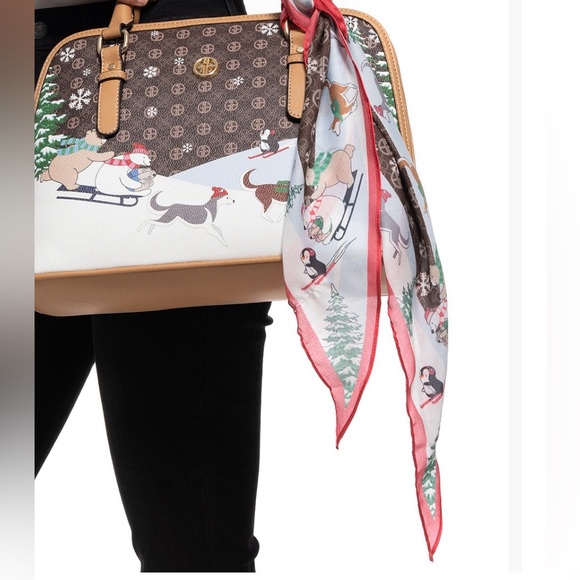 NWT Giani Bernini Bear Print Kite Scarf and Logo Keychain - Picture 13 of 14